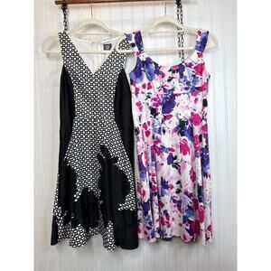 Dressbarn Scoop Neck Floral Mini Dress & Vince Camuto V-Neck Dress Bundle Size 4